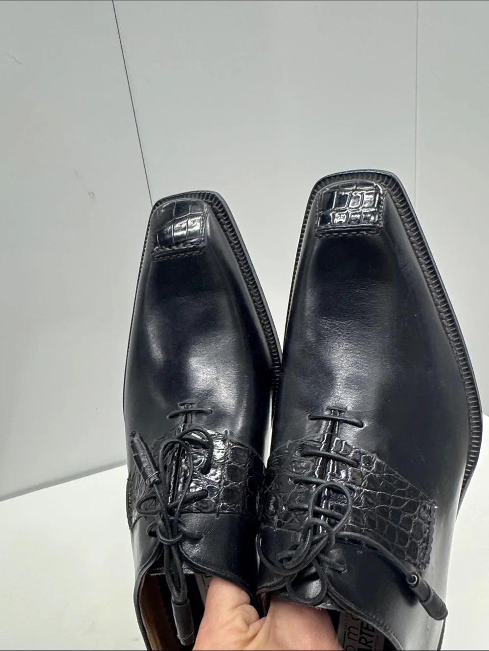 Romano Martegani Real Alligator 🐊 Leather Lace-Up Derby Shoes with Textured Vamp
